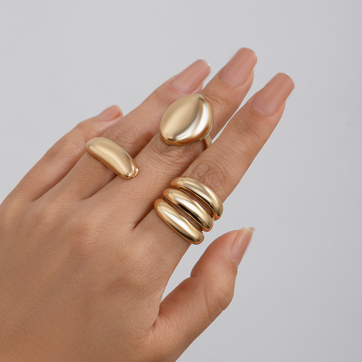 Geometric Ring, niche open mouth ring, index finger ring, lava metal wind curved ring