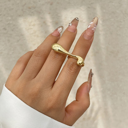 Ins Cold Wind Irregular Water Drop Open Ring Fashion Texture Flower Pearl Ring